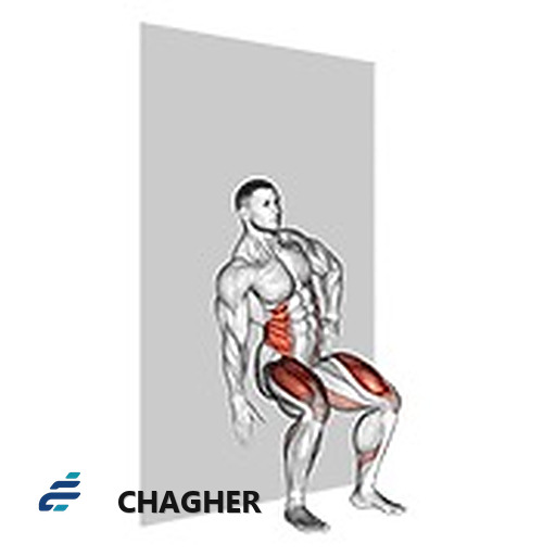 کرانچ نشسته جانب دیوار با وزن بدن